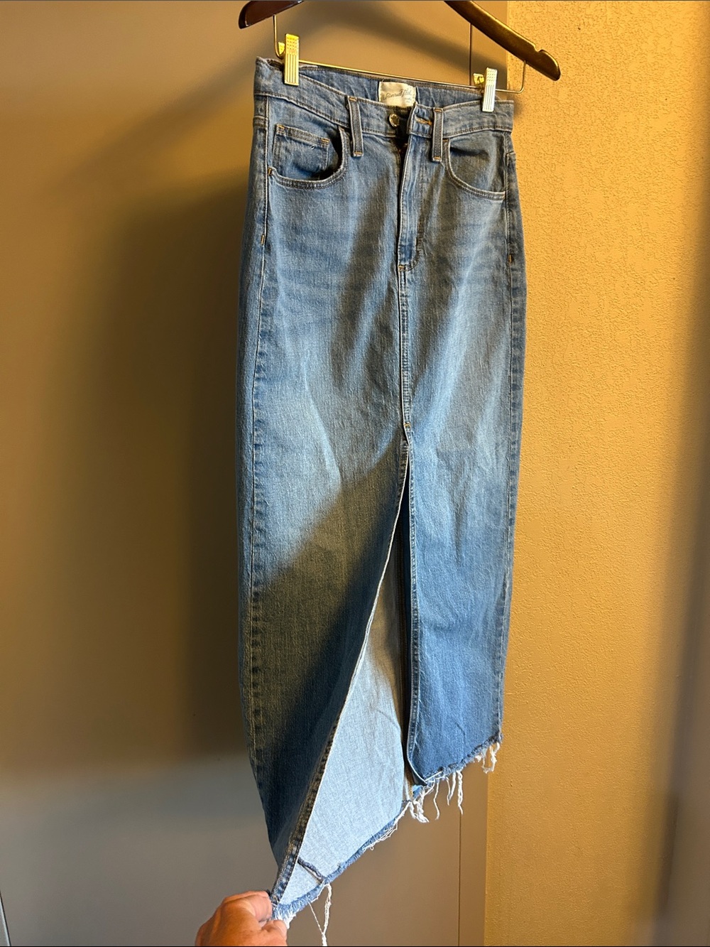Universal Thread Light Blue High-Rise Denim Maxi Skirt with Front Slit